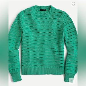 LAST CHANCE J Crew Green Ballon Sleeve Pointelle Sweater